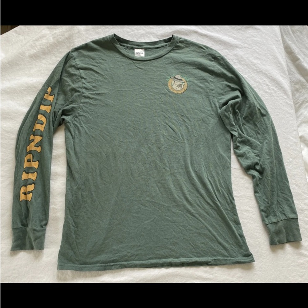 Rip N Dip Men’s Medium M Green Long sleeve T-shirt Skate Skateboarding Cat
